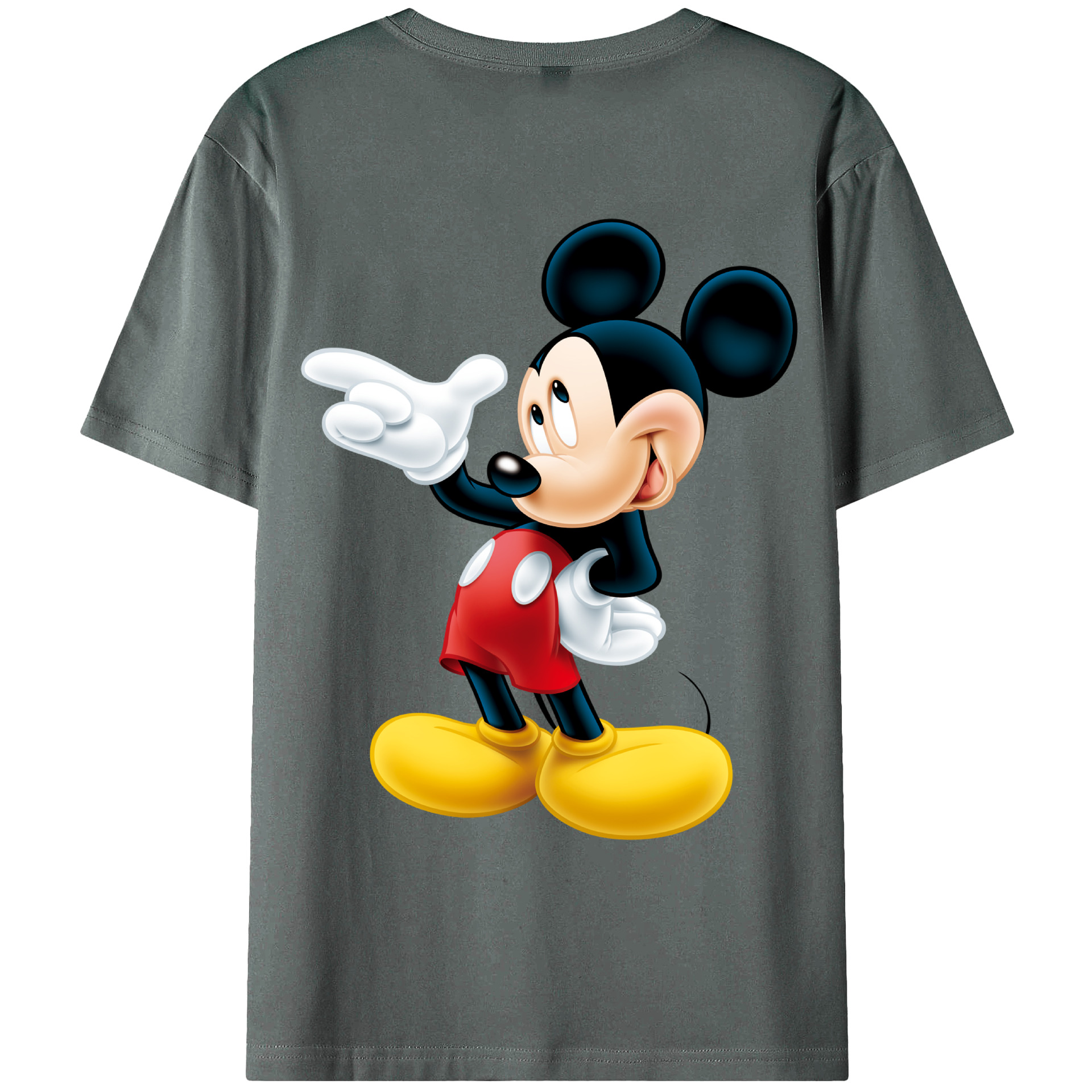ミッキーマウス Mickey Mouse 綿100％ メンズ半袖Tシャツ（バックプリント） 通気性
